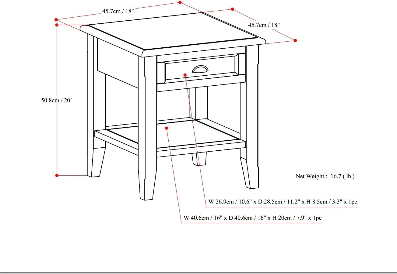 SIMPLIHOME Burlington SOLID WOOD 18 inch Wide Square Transitional End Side Table in Mahogany Brown for the Living Room and Bedroom
