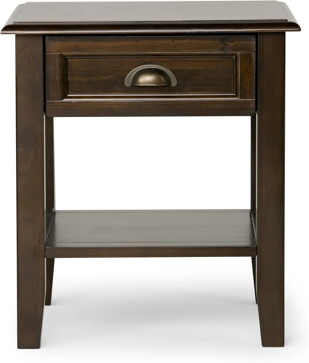 SIMPLIHOME Burlington SOLID WOOD 18 inch Wide Square Transitional End Side Table in Mahogany Brown for the Living Room and Bedroom