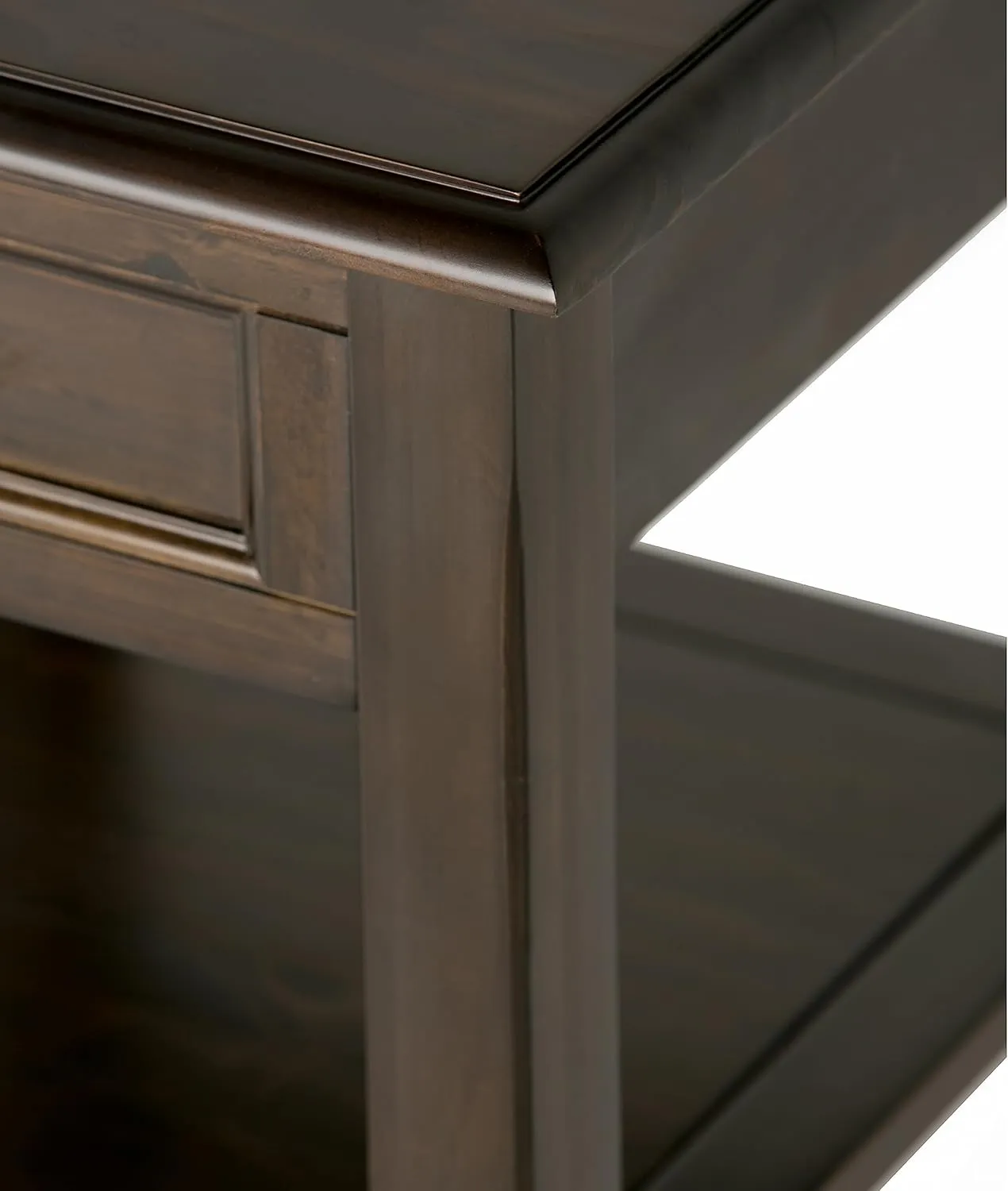 SIMPLIHOME Burlington SOLID WOOD 18 inch Wide Square Transitional End Side Table in Mahogany Brown for the Living Room and Bedroom
