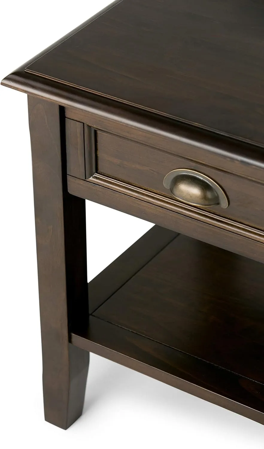 SIMPLIHOME Burlington SOLID WOOD 18 inch Wide Square Transitional End Side Table in Mahogany Brown for the Living Room and Bedroom