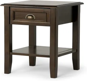 SIMPLIHOME Burlington SOLID WOOD 18 inch Wide Square Transitional End Side Table in Mahogany Brown for the Living Room and Bedroom