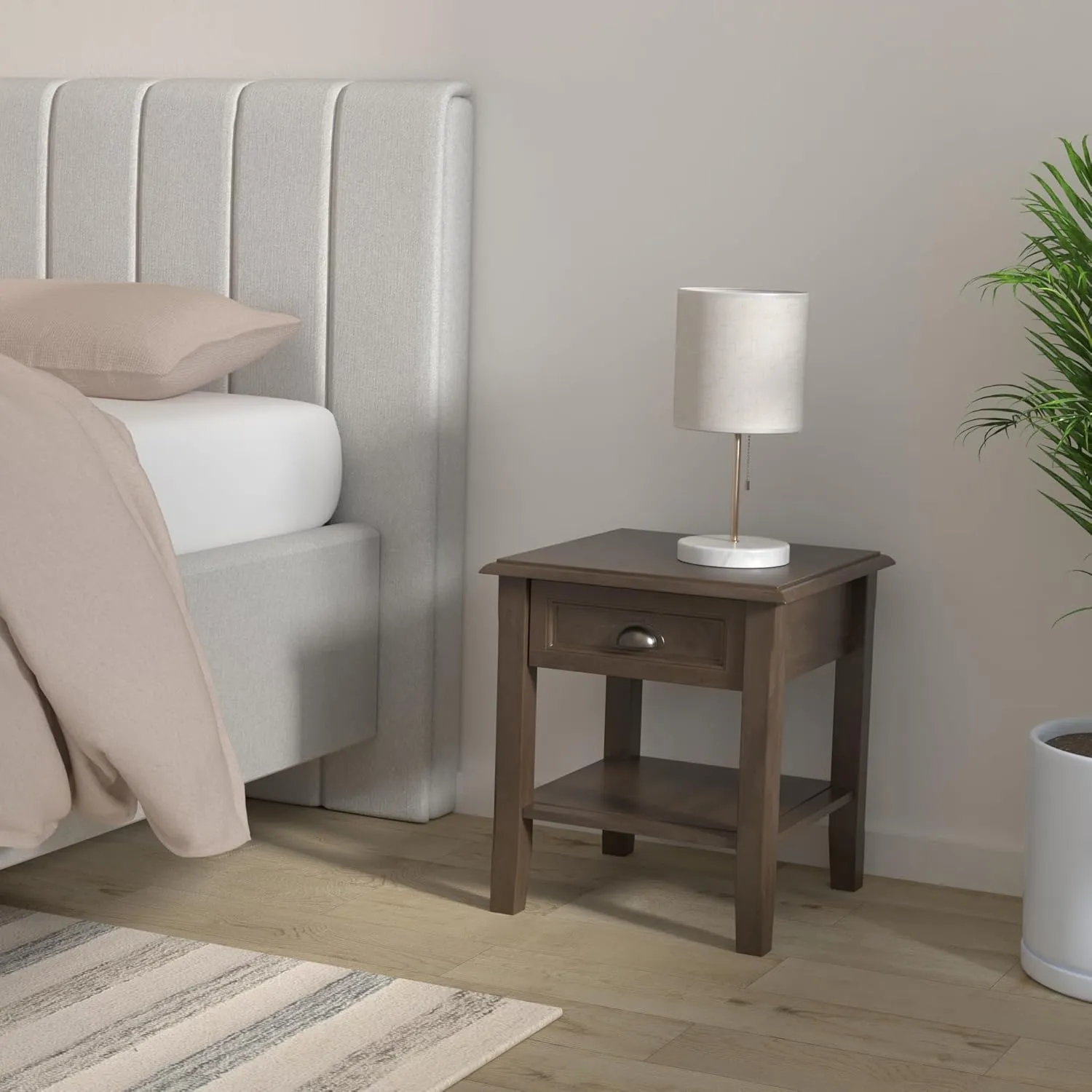 SIMPLIHOME Burlington SOLID WOOD 18 inch Wide Square Transitional End Side Table in Mahogany Brown for the Living Room and Bedroom