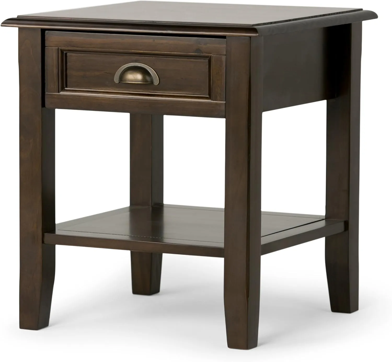 SIMPLIHOME Burlington SOLID WOOD 18 inch Wide Square Transitional End Side Table in Mahogany Brown for the Living Room and Bedroom