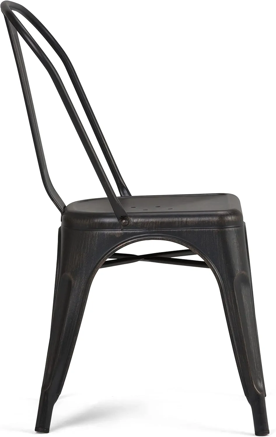 SIMPLIHOME Fletcher Metal Dining Side Chair Set of 2, Distressed Black and Copper, 21.3 x 17.7 x 33.1 inches, Industrial Style for Dining Room