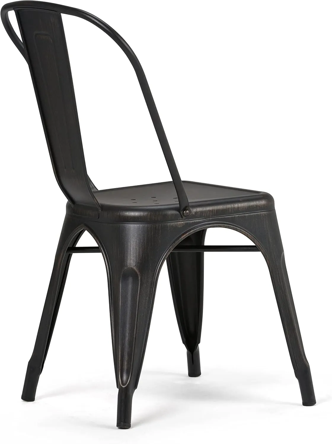 SIMPLIHOME Fletcher Metal Dining Side Chair Set of 2, Distressed Black and Copper, 21.3 x 17.7 x 33.1 inches, Industrial Style for Dining Room