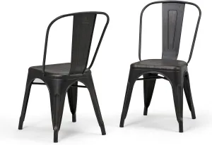 SIMPLIHOME Fletcher Metal Dining Side Chair Set of 2, Distressed Black and Copper, 21.3 x 17.7 x 33.1 inches, Industrial Style for Dining Room