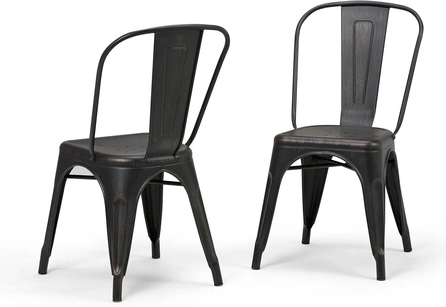 SIMPLIHOME Fletcher Metal Dining Side Chair Set of 2, Distressed Black and Copper, 21.3 x 17.7 x 33.1 inches, Industrial Style for Dining Room