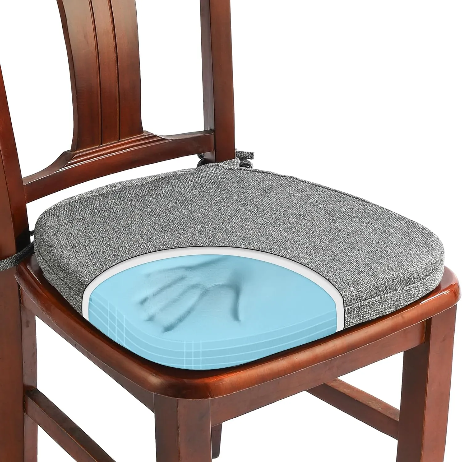 SINOSSO 1 Pack Memory Foam Chair Cushions for Dining Chair, Friendly Woven Fabric 16" U-Shape Comfortable Kitchen Chair Pad, Removable Slip Resistant Seat Cushion (1 Piece, Dark Grey)