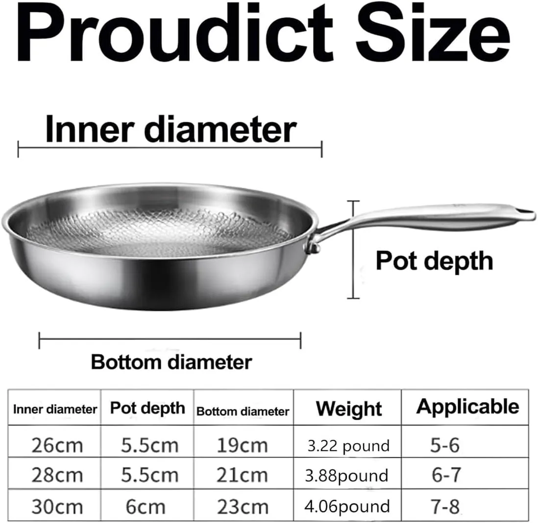 Siraat Pure Titanium Pan Hammered Pattern, Non-Stick Siraatskitchen Titanium Pan, Stainless Steel Hammered Pans Pro, Lightweight & Non-Toxic For All Stovetops (With cover, 30cm)