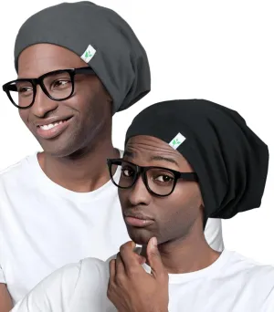 Sleep Cap-2Pcs Designed for Men with Natural Curly Wave Hair Satin Lined,Gifts for Boyfriend,Husband & Dad,