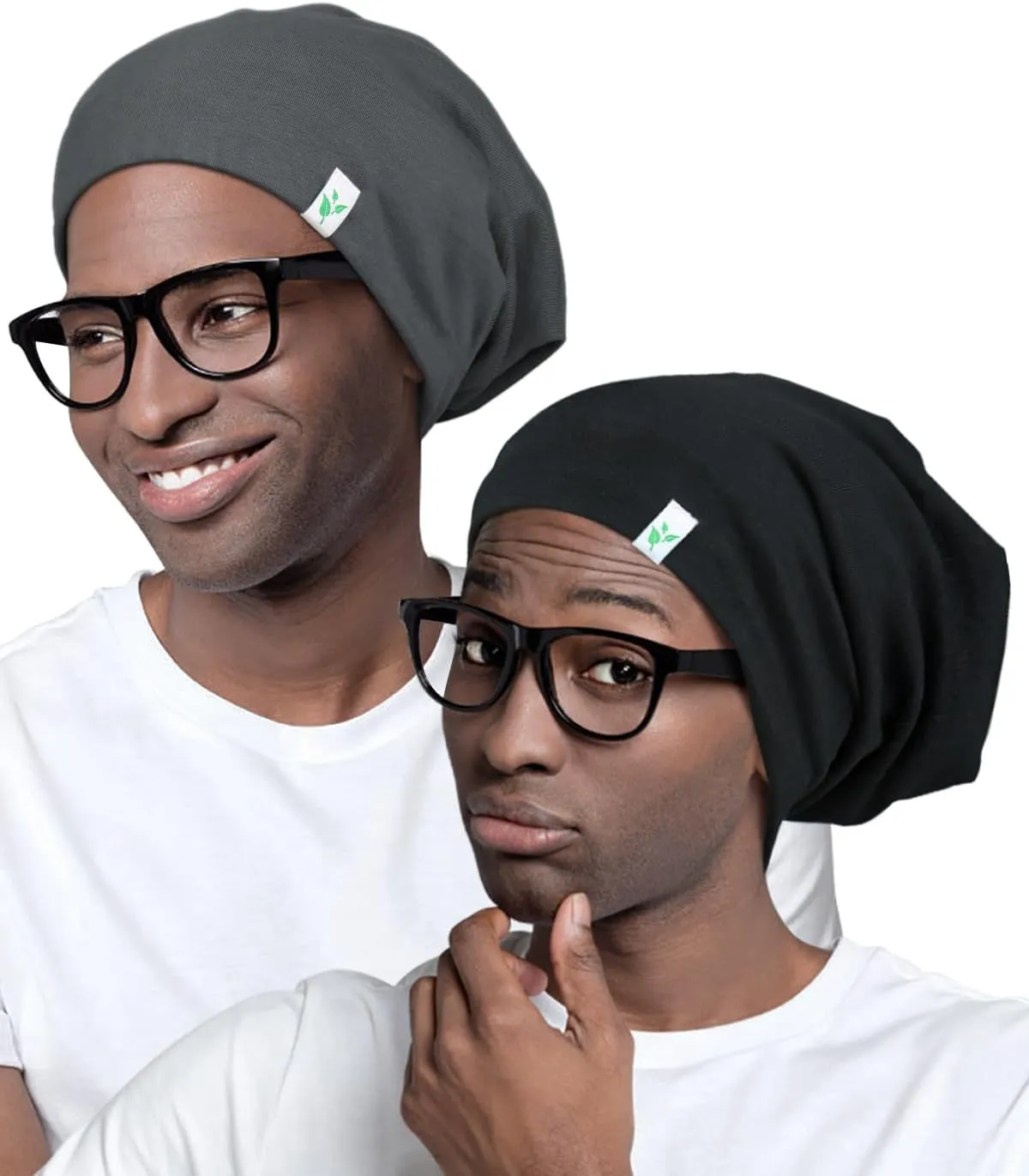 Sleep Cap-2Pcs Designed for Men with Natural Curly Wave Hair Satin Lined,Gifts for Boyfriend,Husband & Dad,