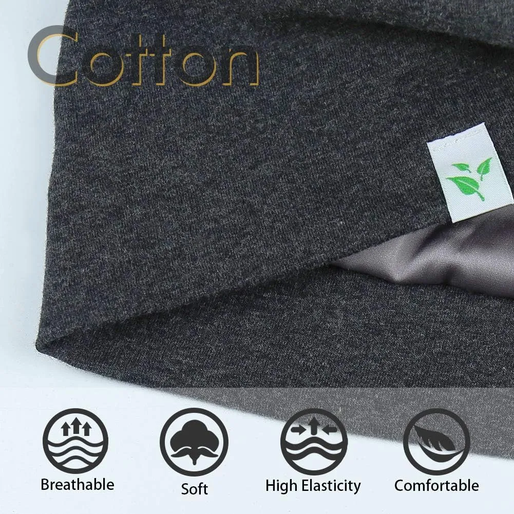 Sleep Cap-2Pcs Designed for Men with Natural Curly Wave Hair Satin Lined,Gifts for Boyfriend,Husband & Dad,