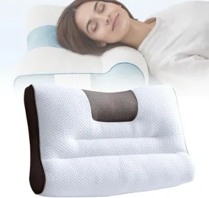 Sleep Enhancing Cervical Support Comfort Goose Down Pillow, 2025 New Ergonomic Goose Down Pillow, Sleep Aid Pillows Cervical Support Comfort Ergonomic Slleep Enhancing Pillows (Grey, XL)