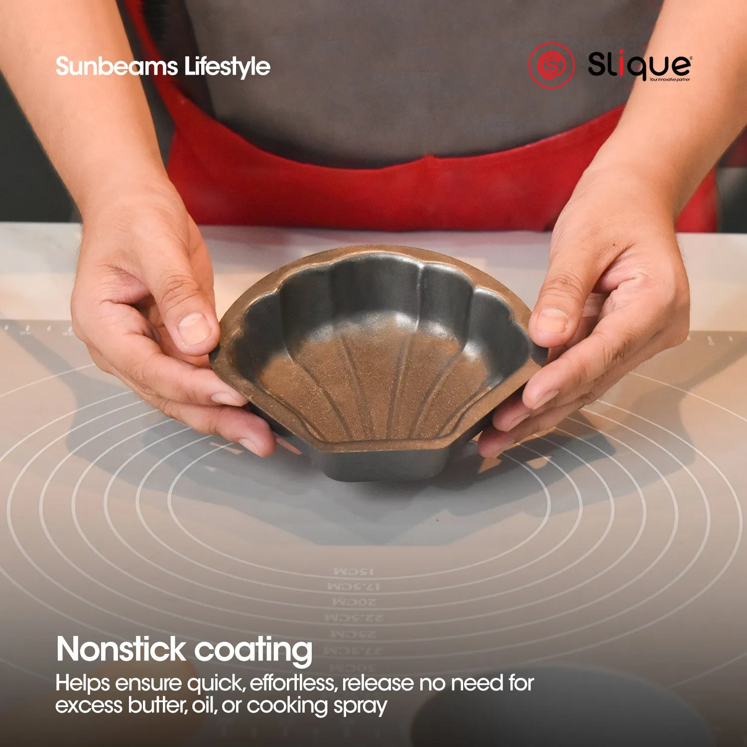 SLIQUE Premium Non-Stick Shell Shape Muffin Pan Oven Safe 13.4x12.3x3cm