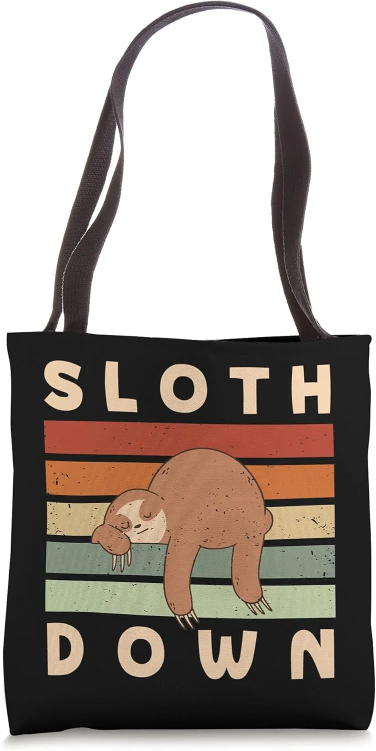 Sloth Down Funny Lazy Humor Inactive Inspirational Tote Bag