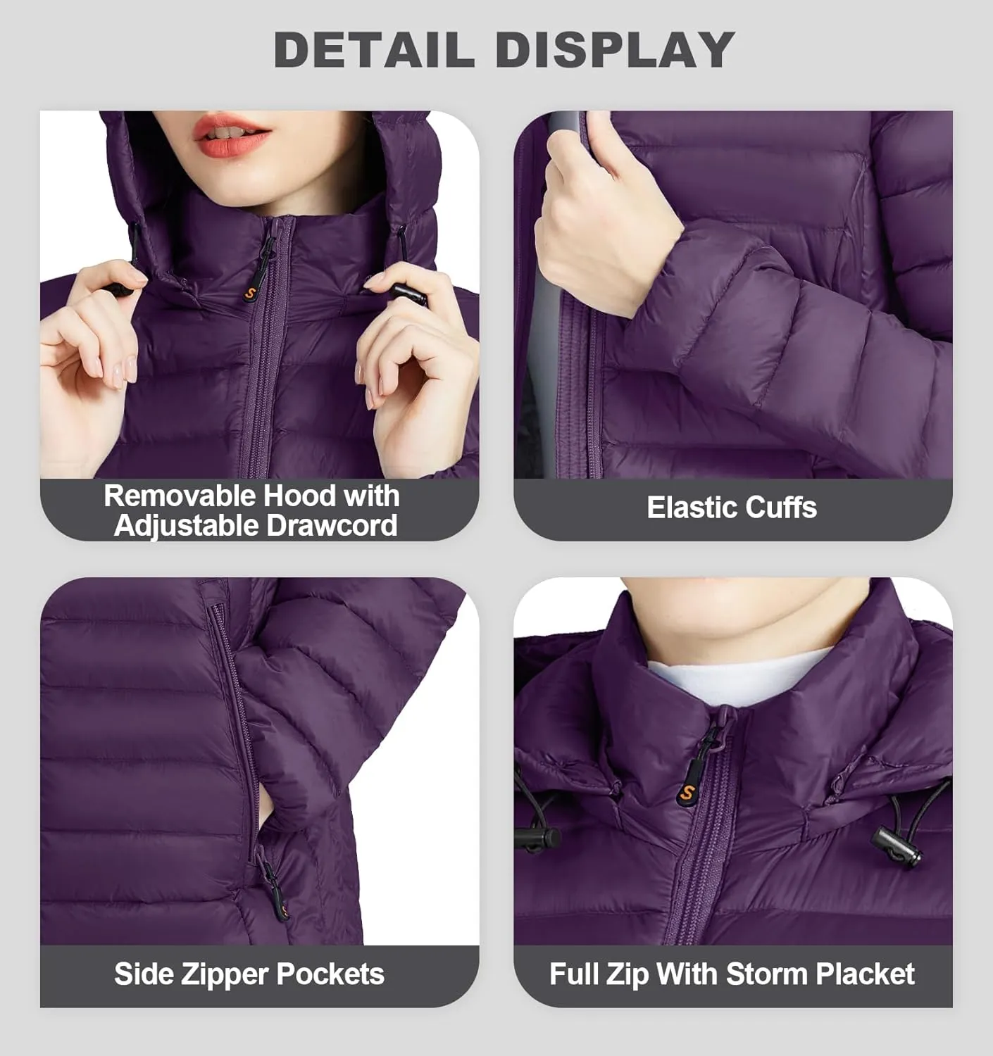 SLOWTOWN Women’s Lightweight Down Puffer Coat Packable Long Down Coat Hood Winter Puffer Jacket