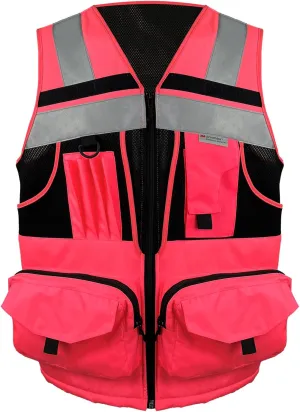SMASYS Hi Vis Safety Vest with 3M Reflective Tape, knitted and Oxford Fabric with Pockets,Multifunction Construction Workwear
