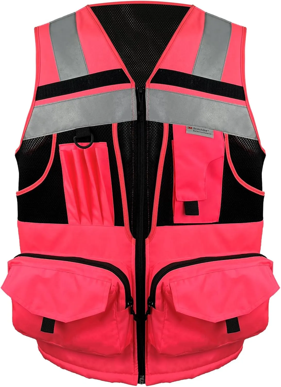 SMASYS Hi Vis Safety Vest with 3M Reflective Tape, knitted and Oxford Fabric with Pockets,Multifunction Construction Workwear