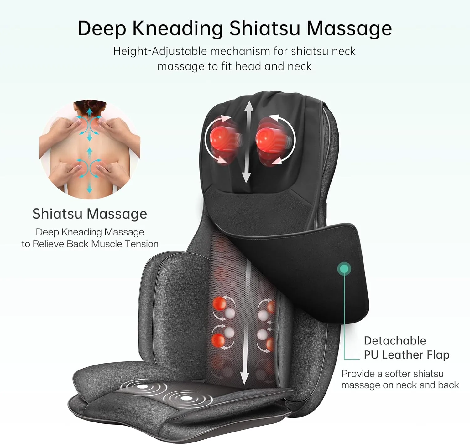 Snailax Neck and Back Massager with Heat, Full Body Massage Chair Pad with Compression, Shiatsu Kneading Seat Portable, Seat Massager