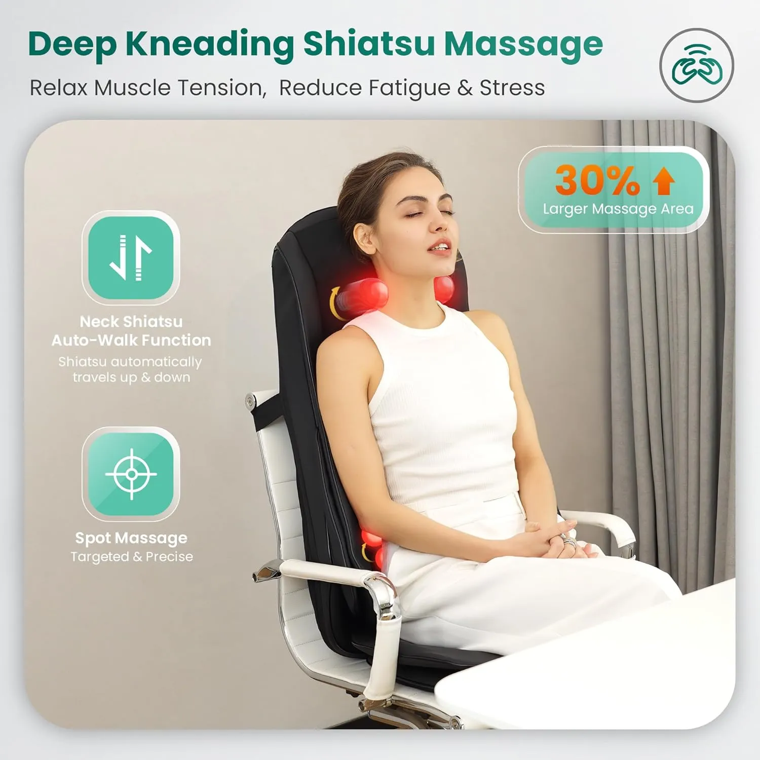 Snailax Shiatsu Neck Back Massager with Heat, Massage Chair Pad with Compression, Full Body Chair Seat Massager for Neck, Back and Shoulders, Gifts for Men, Women
