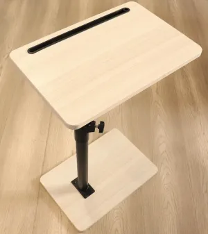 Sofa Armrest Tray Table for Couch - 360° Swivel Height Adjustable End for Small Spaces, Snack Side Table for Bed or Chair with Phone & Tablet Slot (Oak,Standard)
