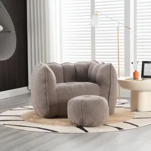 Soft Bean Bag Chair with High-Resilient Foam Filling, Comfortable Square Design with Footstool, Use for Gaming and Relaxation, Coffee