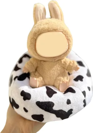 Soft Bean Bag Chairs for Mini Dolls, Compatible with labubu, Keychain Dolls Seat Accessories, for Plush Toys Kids Girls Teens Gifts (Black and White)