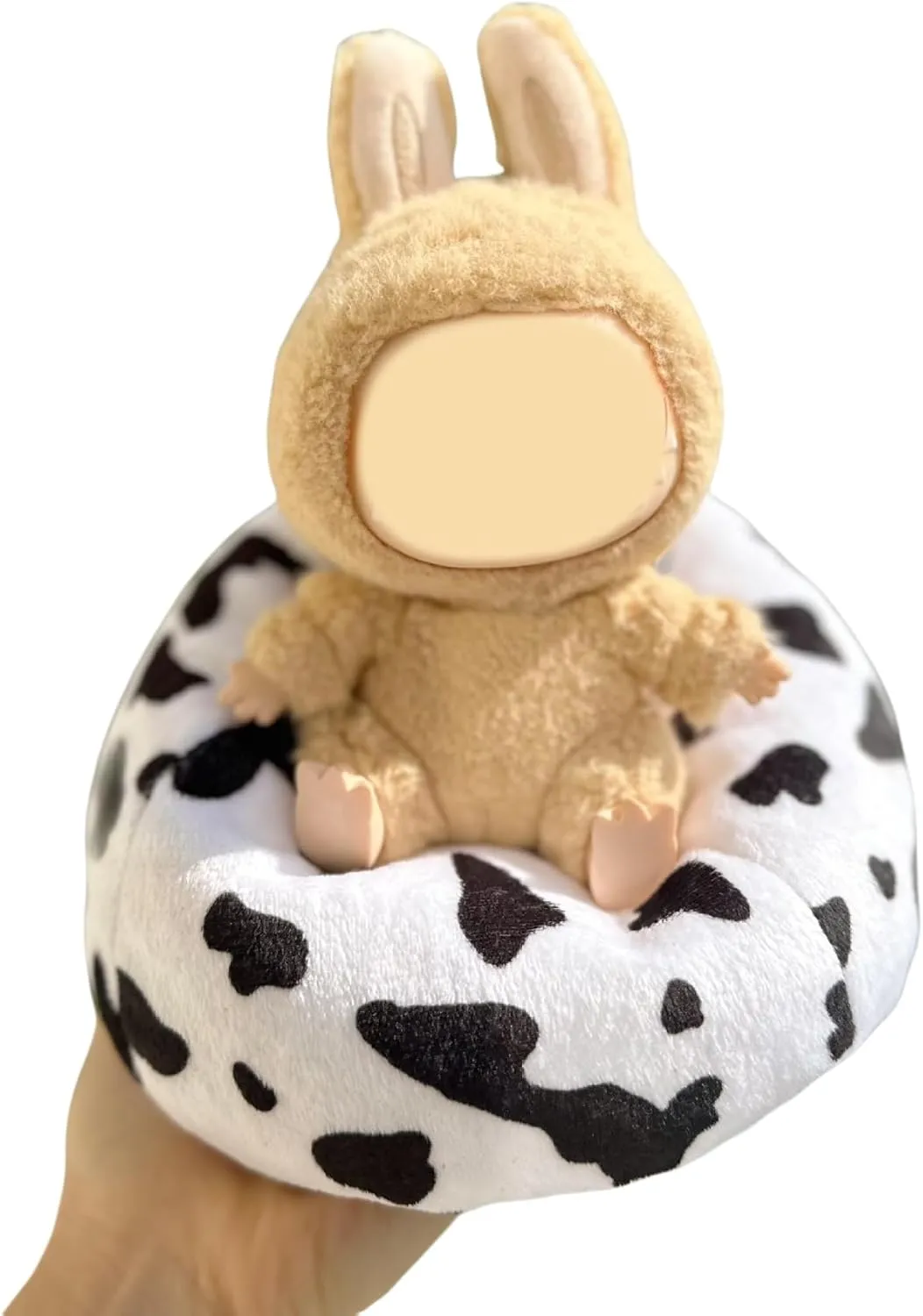Soft Bean Bag Chairs for Mini Dolls, Compatible with labubu, Keychain Dolls Seat Accessories, for Plush Toys Kids Girls Teens Gifts (Black and White)