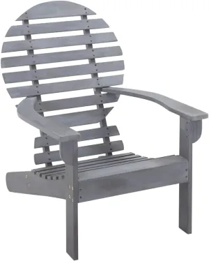 Solid Acacia Wood Adirondack Chair Gray Outdoor Patio Furniture with Contoured Seat & High Backrest for Garden Deck Lawn Beach Camping