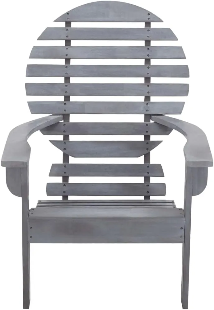 Solid Acacia Wood Adirondack Chair Gray Outdoor Patio Furniture with Contoured Seat & High Backrest for Garden Deck Lawn Beach Camping