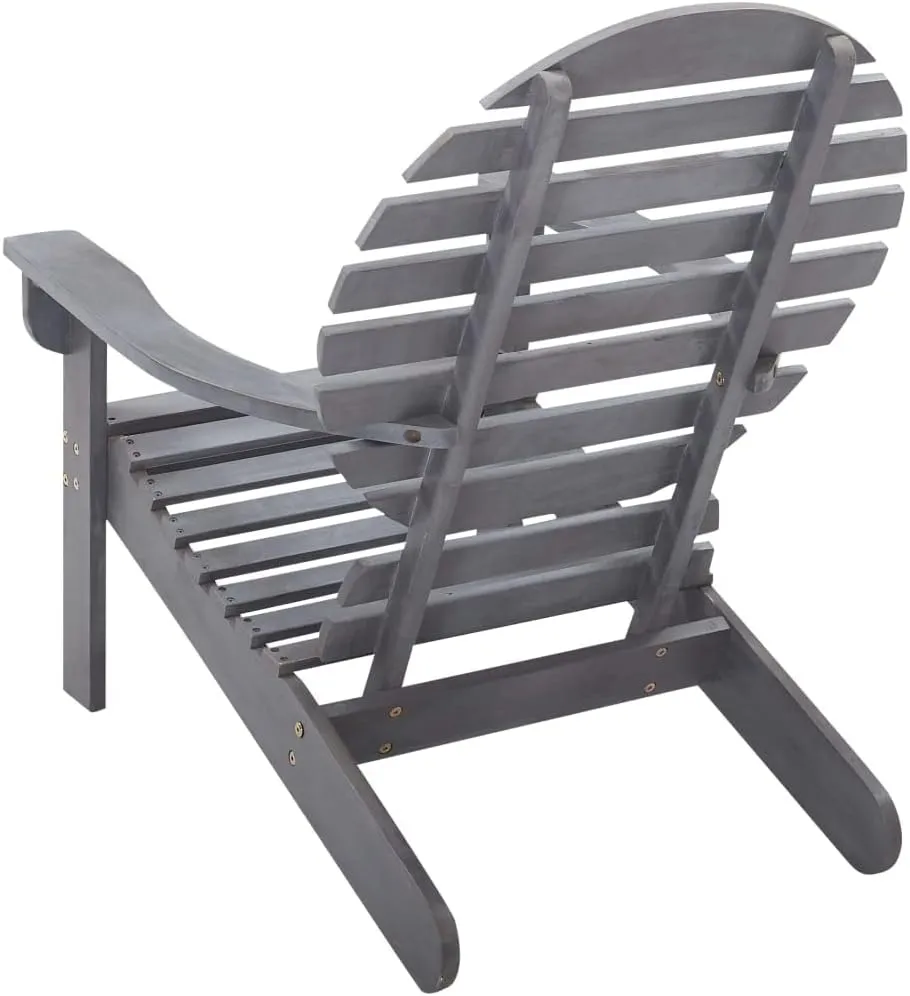 Solid Acacia Wood Adirondack Chair Gray Outdoor Patio Furniture with Contoured Seat & High Backrest for Garden Deck Lawn Beach Camping