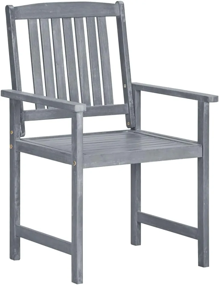 Solid Acacia Wood Patio Chairs with Cream Cushions 2-Piece Set, Gray Wash Outdoor Furniture for Backyard Poolside Garden Lounge