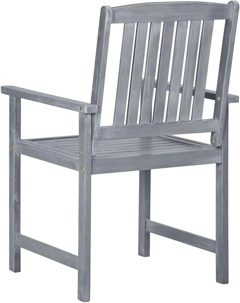 Solid Acacia Wood Patio Chairs with Cream Cushions 2-Piece Set, Gray Wash Outdoor Furniture for Backyard Poolside Garden Lounge