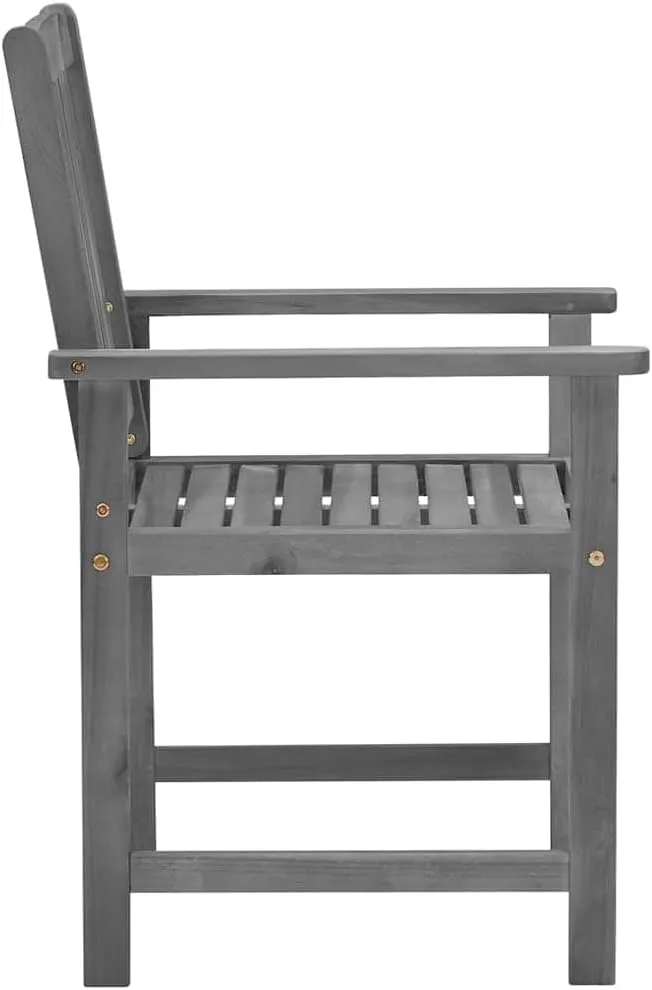 Solid Acacia Wood Patio Chairs with Cushions 2-Piece Set Gray Outdoor Furniture Rustic Lounge Chairs for Garden Poolside Deck Backyard