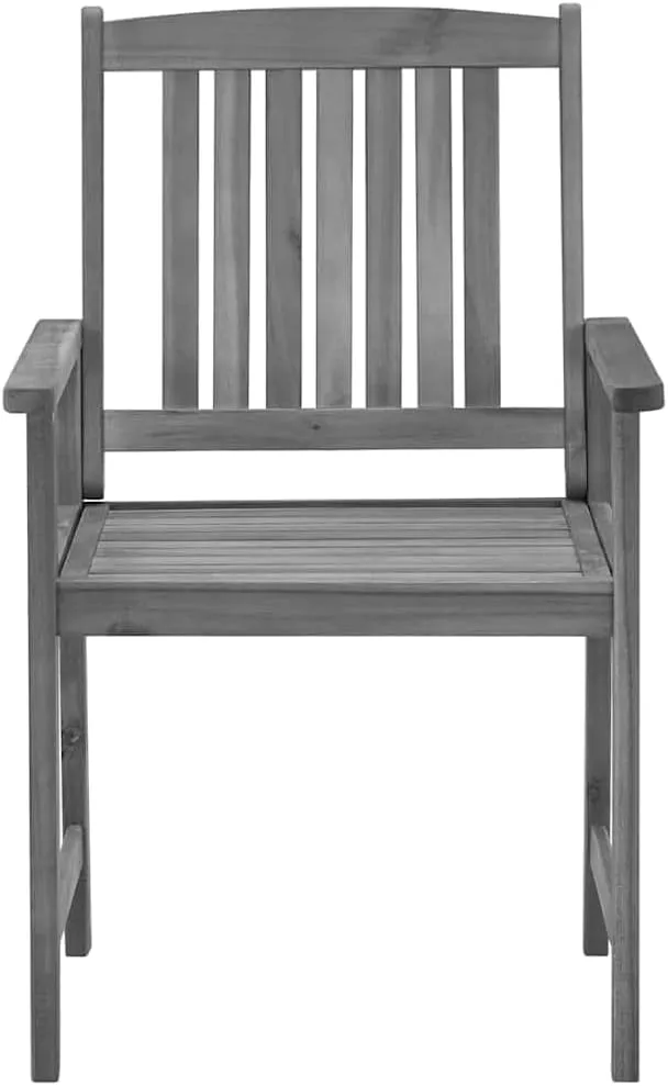 Solid Acacia Wood Patio Chairs with Cushions 2-Piece Set Gray Outdoor Furniture Rustic Lounge Chairs for Garden Poolside Deck Backyard