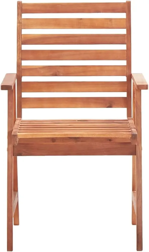 Solid Acacia Wood Patio Dining Chairs with Cushions 2-Piece Set, Outdoor Furniture for Garden Terrace Backyard, Weather-Resistant Wooden Chairs with Beige Polyester Seat Cushions