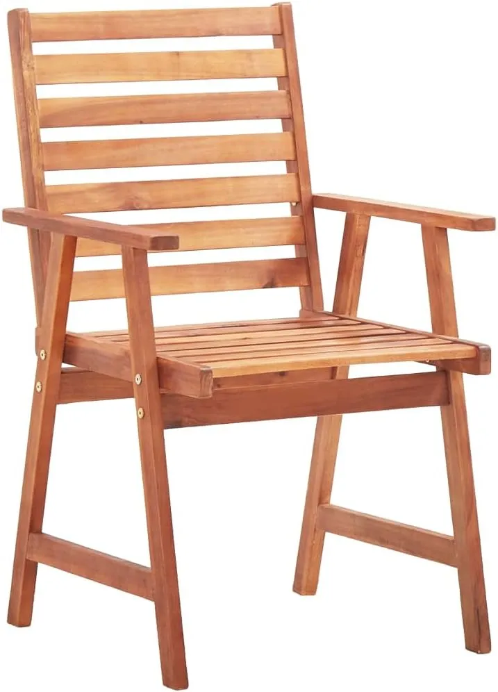 Solid Acacia Wood Patio Dining Chairs with Cushions 2-Piece Set, Outdoor Furniture for Garden Terrace Backyard, Weather-Resistant Wooden Chairs with Beige Polyester Seat Cushions