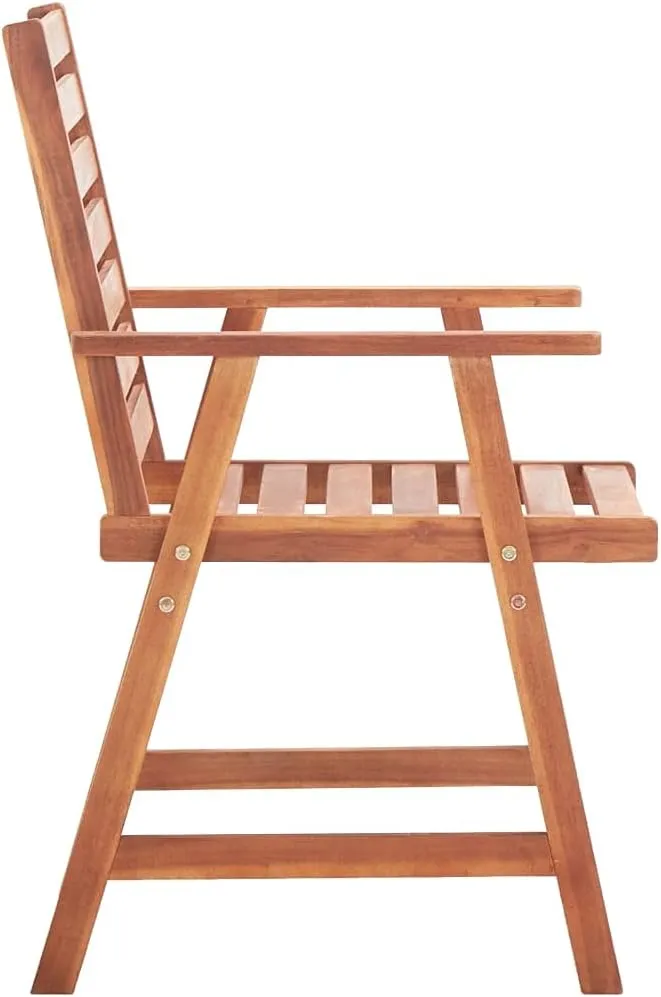 Solid Acacia Wood Patio Dining Chairs with Cushions 2-Piece Set, Outdoor Furniture for Garden Terrace Backyard, Weather-Resistant Wooden Chairs with Beige Polyester Seat Cushions