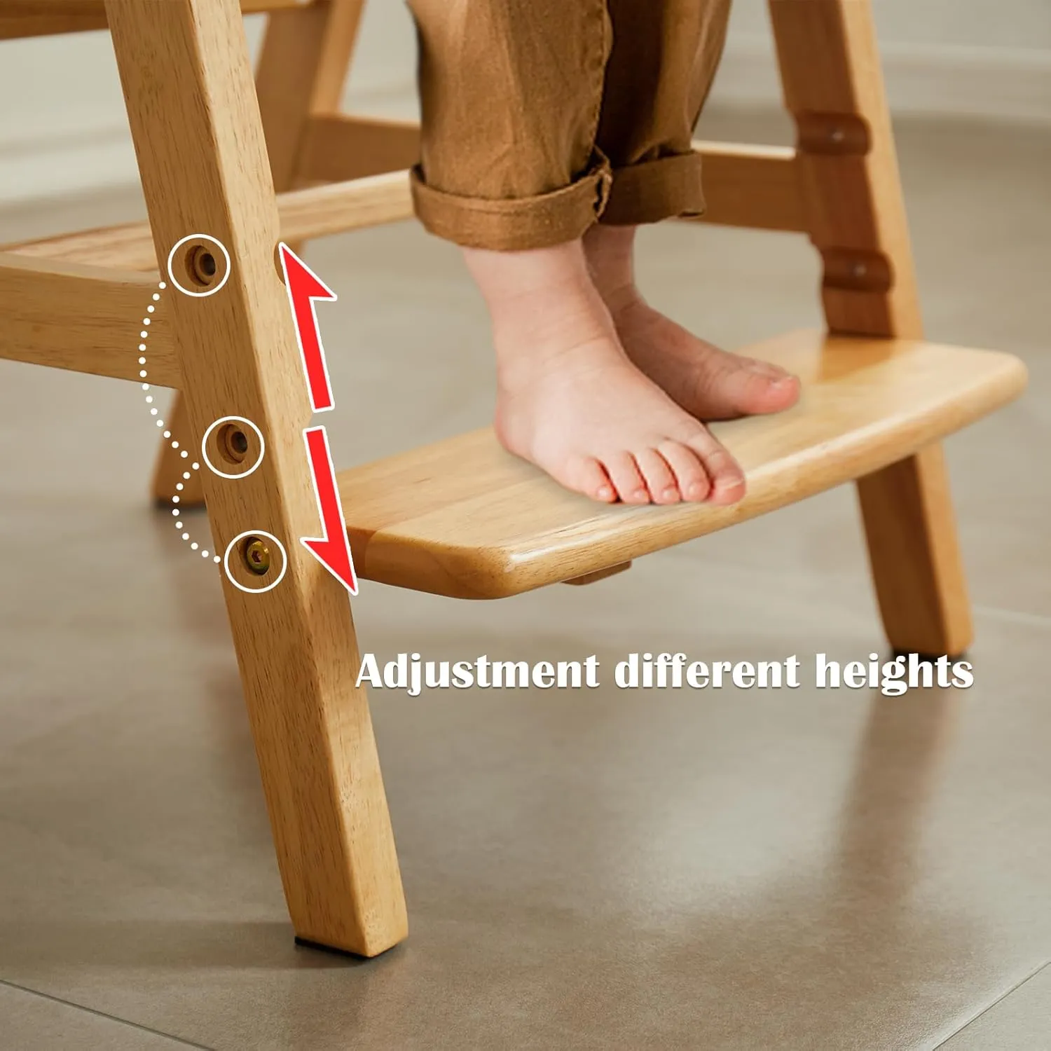 Solid Wood high Chairs for Toddlers,High Chair Grows with Kid for Dining, Study Chair for Children