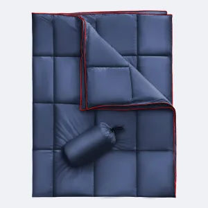Sonive Blanket 52x75, Packable Compact Blanket Weatherproof Outdoor Down Alternative Throw Puffy Warm Quilt for Camping, Hiking, Backpacking, Picnic, Stadium Dark Blue
