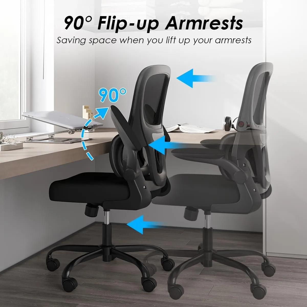 Soohow Ergonomic Home Office Chair, Mesh Desk Chair with Lumbar Support, Comfy Study Desk Chair with Armrest for Home Office Study,Black & Khaki