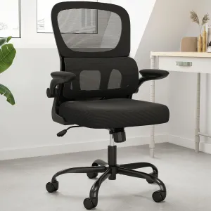 Soohow Ergonomic Home Office Chair, Mesh Desk Chair with Lumbar Support, Comfy Study Desk Chair with Armrest for Home Office Study,Black & Khaki