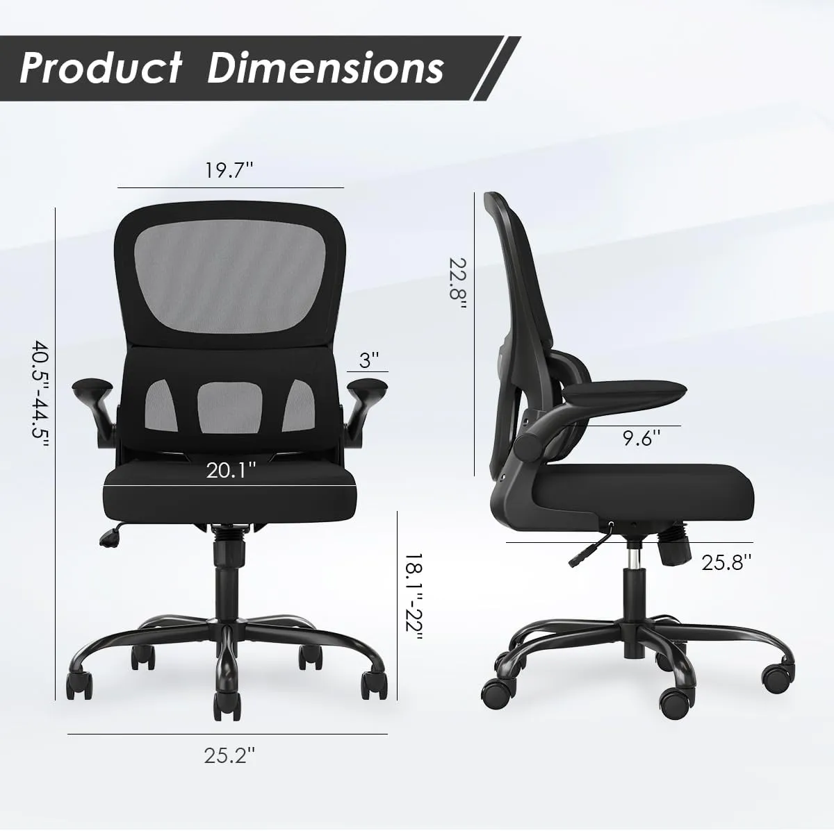 Soohow Ergonomic Home Office Chair, Mesh Desk Chair with Lumbar Support, Comfy Study Desk Chair with Armrest for Home Office Study,Black & Khaki