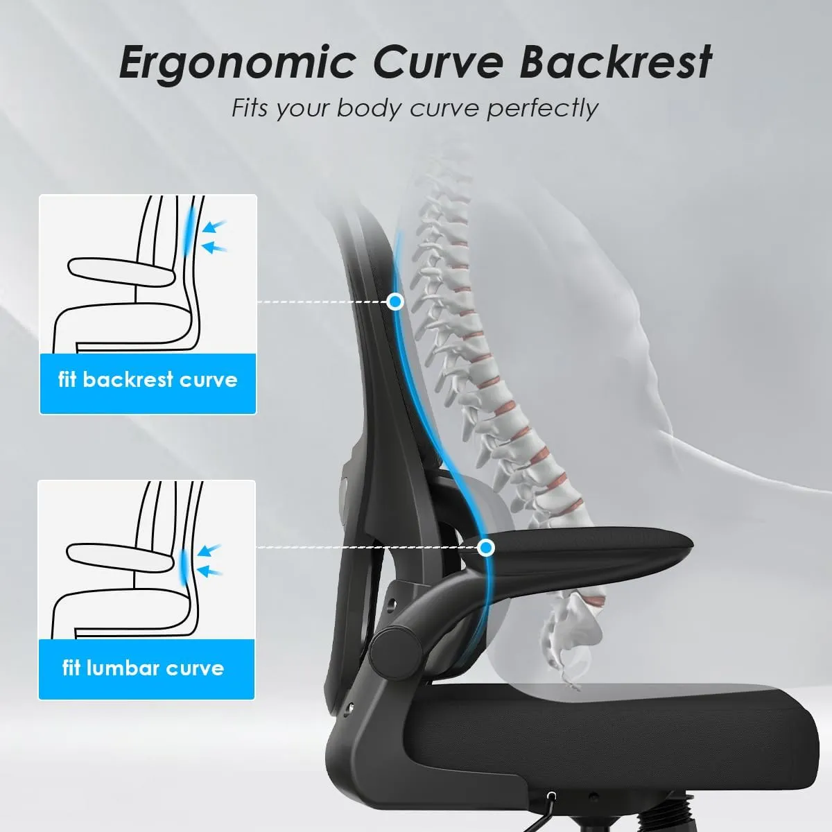 Soohow Ergonomic Home Office Chair, Mesh Desk Chair with Lumbar Support, Comfy Study Desk Chair with Armrest for Home Office Study,Black & Khaki
