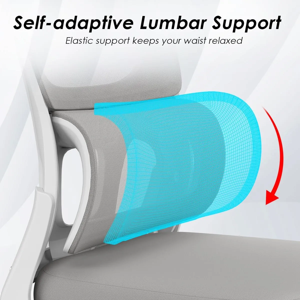Soohow Ergonomic Home Office Chair, Mesh Desk Chair with Lumbar Support, Comfy Study Desk Chair with Armrest for Home Office Study,White & Gray