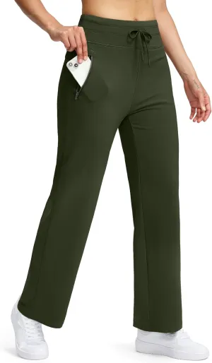 Soothfeel Women's Fleece Lined Pants High Waisted Zipper Pockets Winter Warm Thermal Sweatpants Snow Ski Hiking Lounge Pants