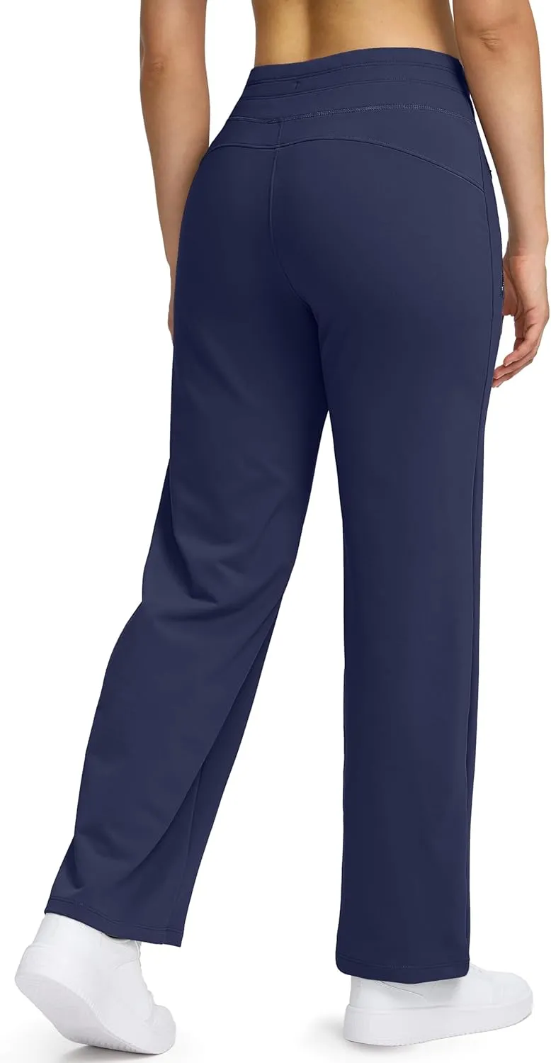 Soothfeel Women's Fleece Lined Pants High Waisted Zipper Pockets Winter Warm Thermal Sweatpants Snow Ski Hiking Lounge Pants
