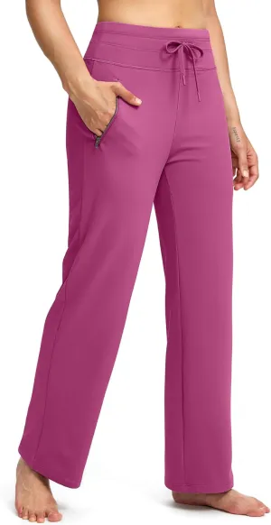 Soothfeel Women's Fleece Lined Pants High Waisted Zipper Pockets Winter Warm Thermal Sweatpants Snow Ski Hiking Lounge Pants