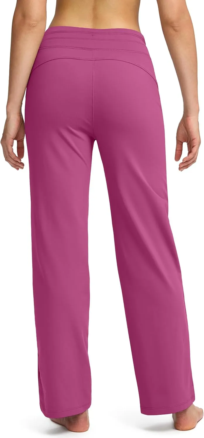 Soothfeel Women's Fleece Lined Pants High Waisted Zipper Pockets Winter Warm Thermal Sweatpants Snow Ski Hiking Lounge Pants