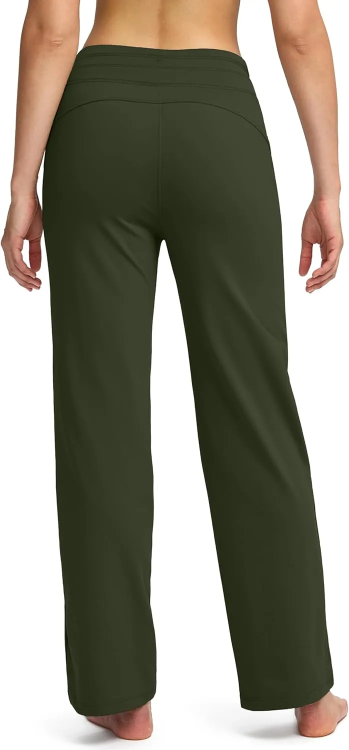 Soothfeel Women's Fleece Lined Pants High Waisted Zipper Pockets Winter Warm Thermal Sweatpants Snow Ski Hiking Lounge Pants